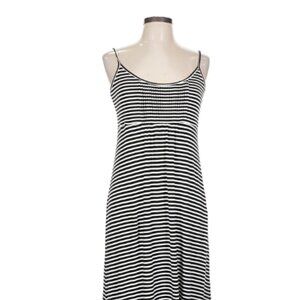 Calvin Klein Navy & White Striped Maxi Dress | Size 2 | Soft Stretch Knit